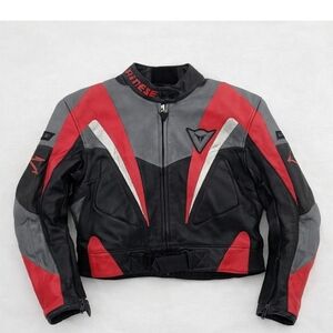 Dainese Red /black Leather Racing Jacket. Padded. Lined. Mens Size 50 (Medium)